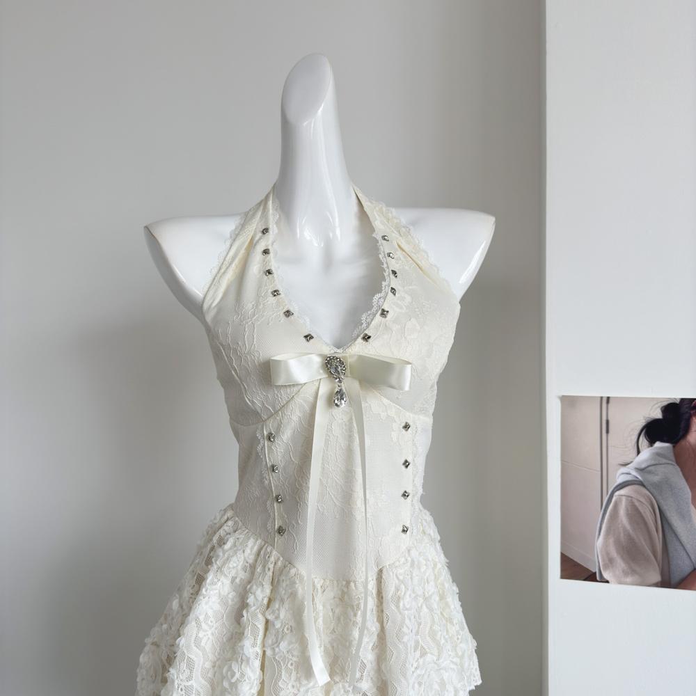 

Retro Floral Bowknot Midi Dress - Slimming Spring/Summer Style XL (Recommended for 55-60 kg)