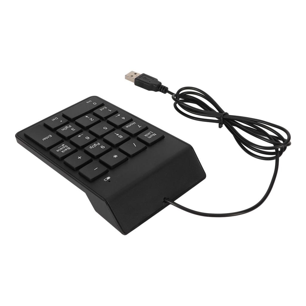 Wired Number Pad Black USB Connection 18 Keys Quiet Plug and Play Smoothing Numeric Keypad for Bank