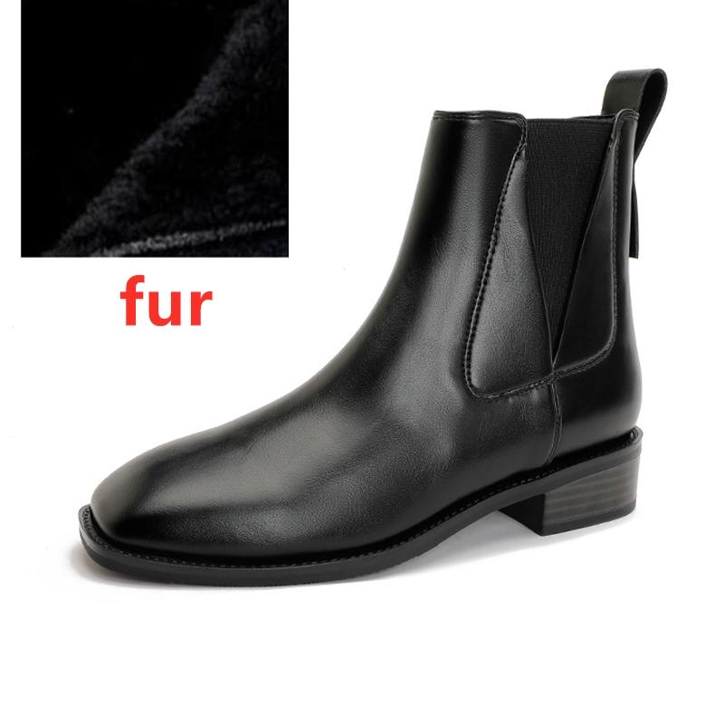 Fashion 2025 new style women's Chelsea boots Low heel square toe elastic sleeve female boots Large size non-slip short boots for women