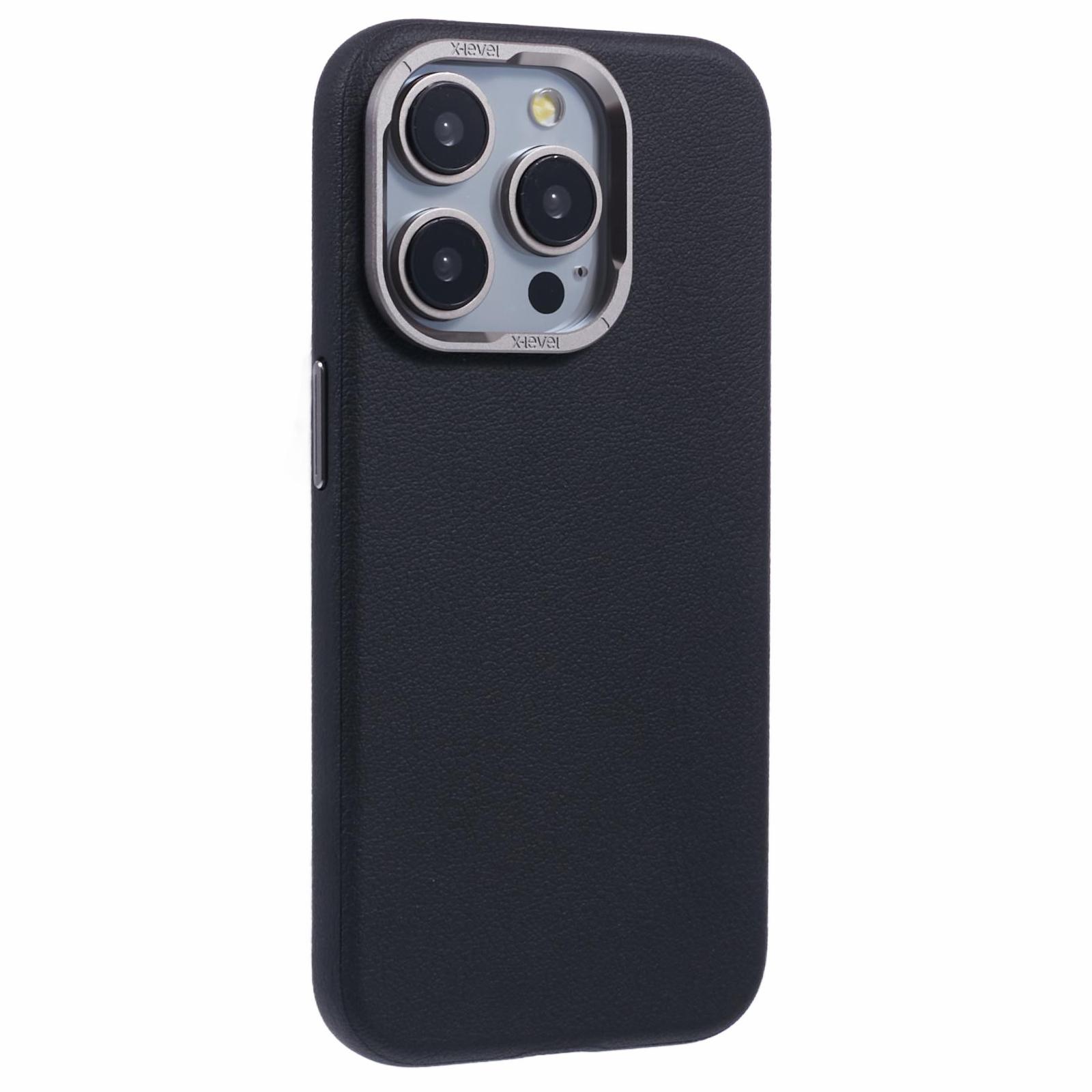 

For iPhone 14 Pro Case Slim PU Leather Hard PC Shell Phone Cover Black