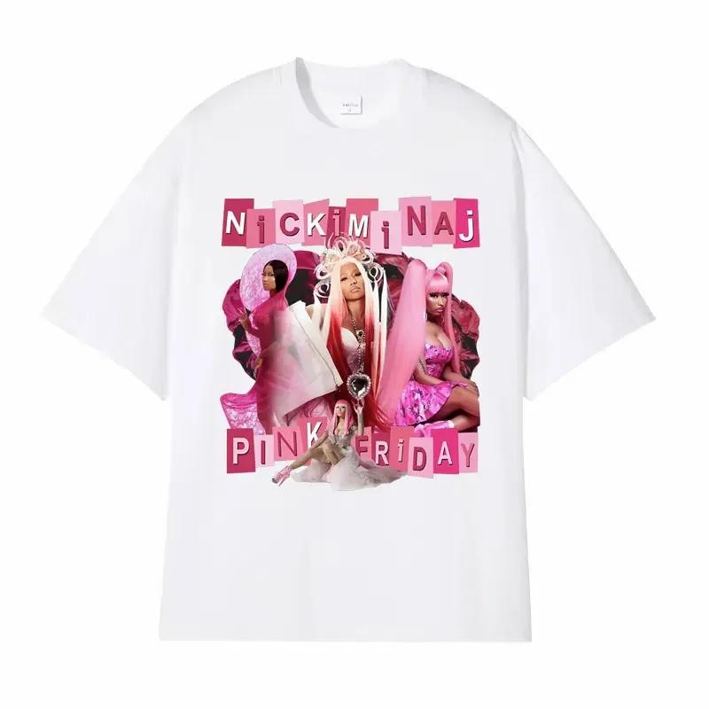 

Hip hop queen Nicki Minaj pink Friday pattern Tshirt for Womens aesthetic fashion Tshirt round neck Tshirt S