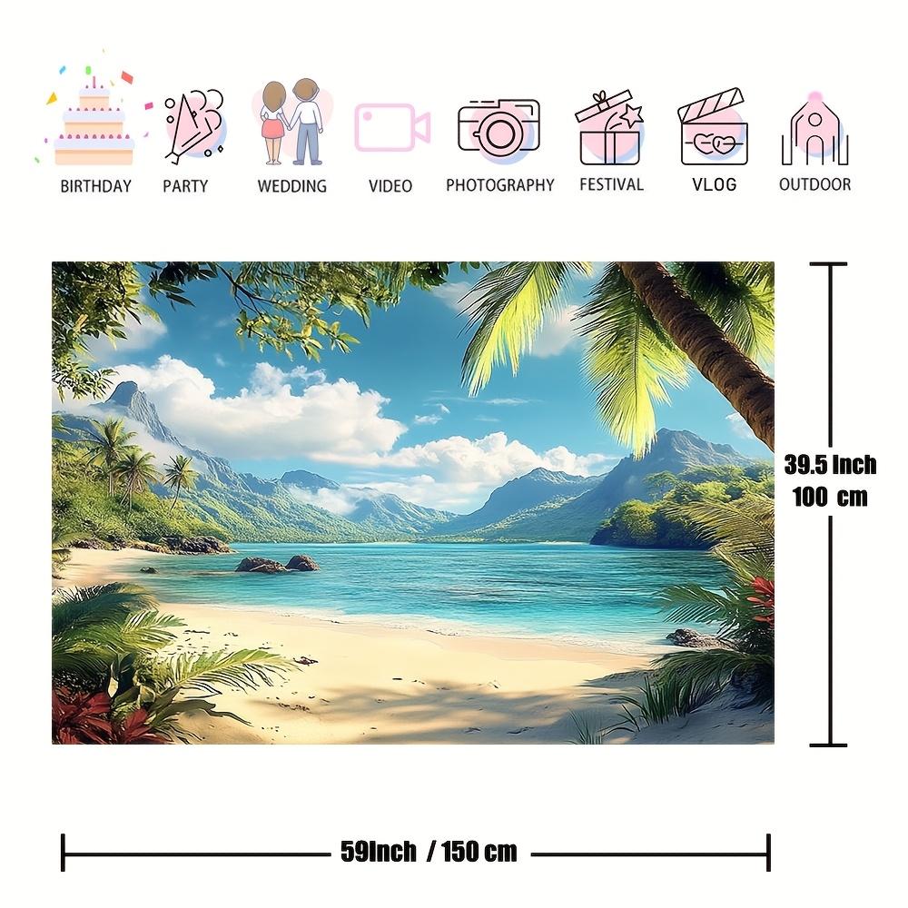 1pc tropical beach scene background polyester fabric palm trees and sea view wall decoration party and home decoration