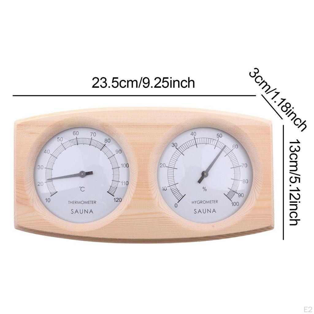 Wood Sauna Room Thermometer Hygrometer, High Temp Resistant with Back Hanging Hole Double Dial