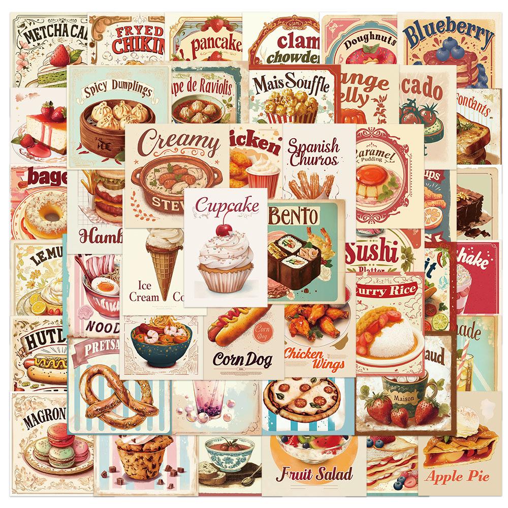 50 Cute & Creative Food Cartoon Stickers for Decorating Desks, Cups, Phone Cases, Laptops, & More.