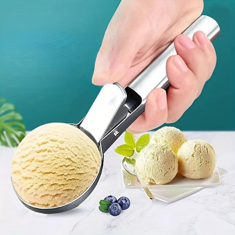 Heavy Duty Stainless Steel Ice Cream Scoop with Trigger Perfect for Sundaes Gelatos, Dishwasher Safe, Comfort Grip