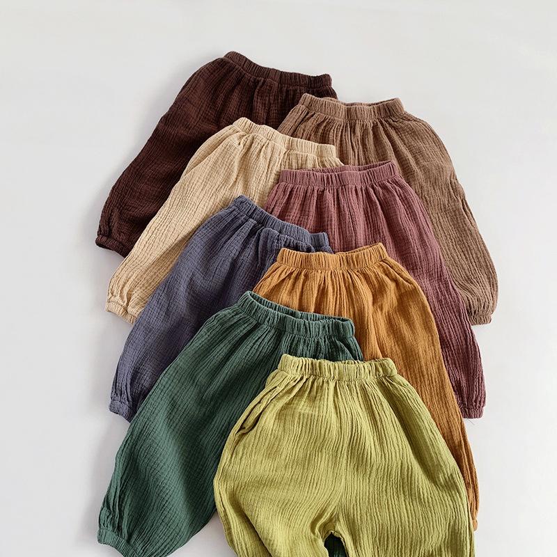 Double Layered Mosquito Repellent Pants for Children's Summer Vintage Pants Boys and Women's Korean Outerwear Pants