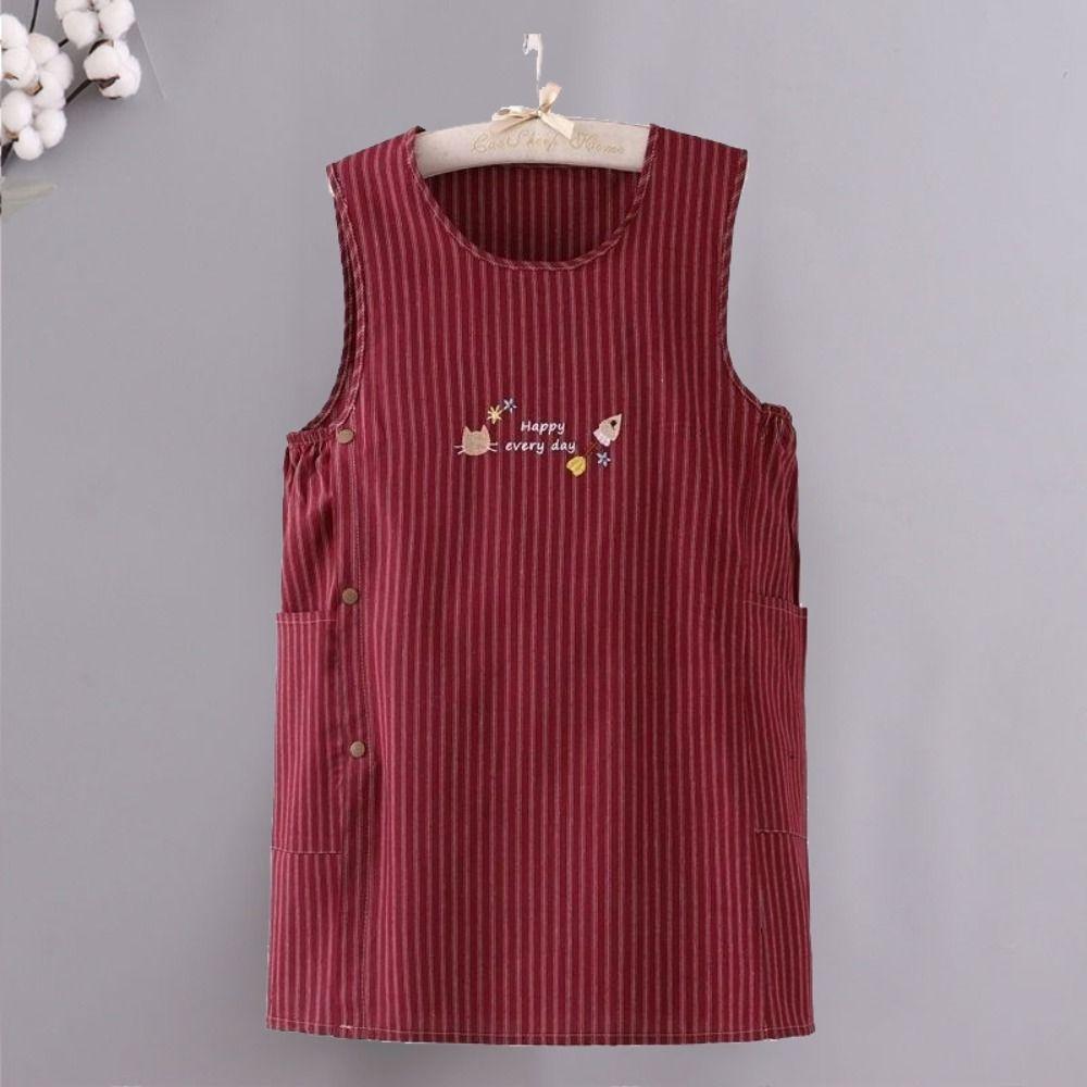 Oil-Proof Kitchen Aprons Breathable Vest apron Work Clothes Striped Sleeveless Aprons  Women's