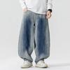 Autumn Winter American Retro Jeans Men Casual Straight Wide Leg Denim Pants Mens Casual Streetwear Cotton Loose Jean Trousers