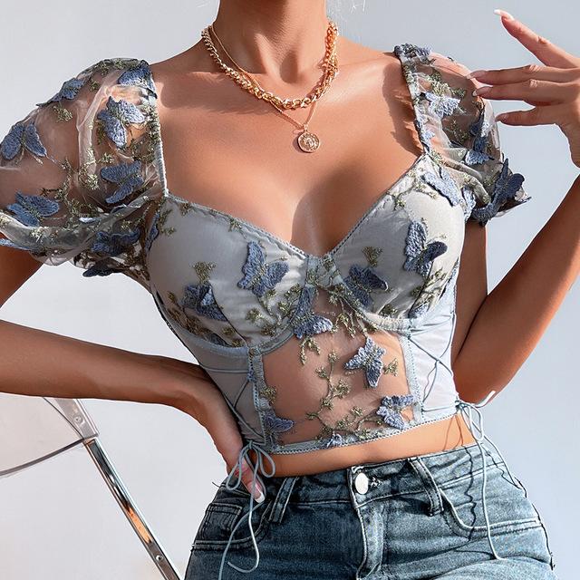 Trend Sexy Lace Shirt Women Corset Summer Club Crop Top Ladie Tank Top Woman Clothes