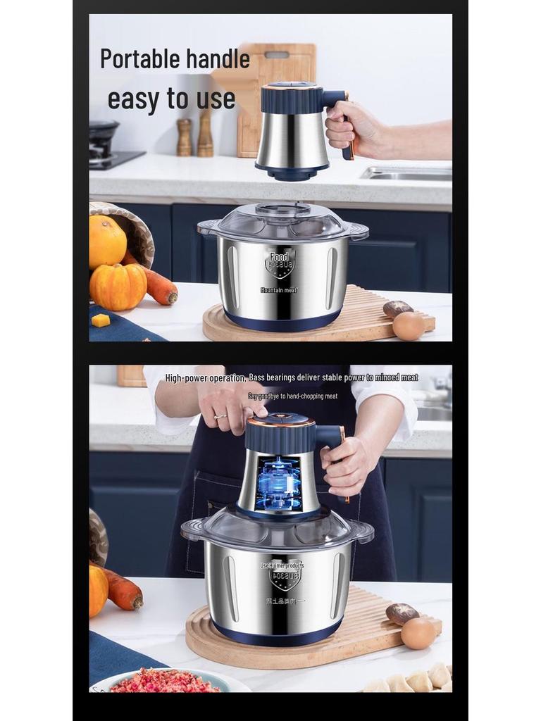 Large Capacity Stainless Steel Meat Grinder & Multifunctional Electric Food Processor for Home Use