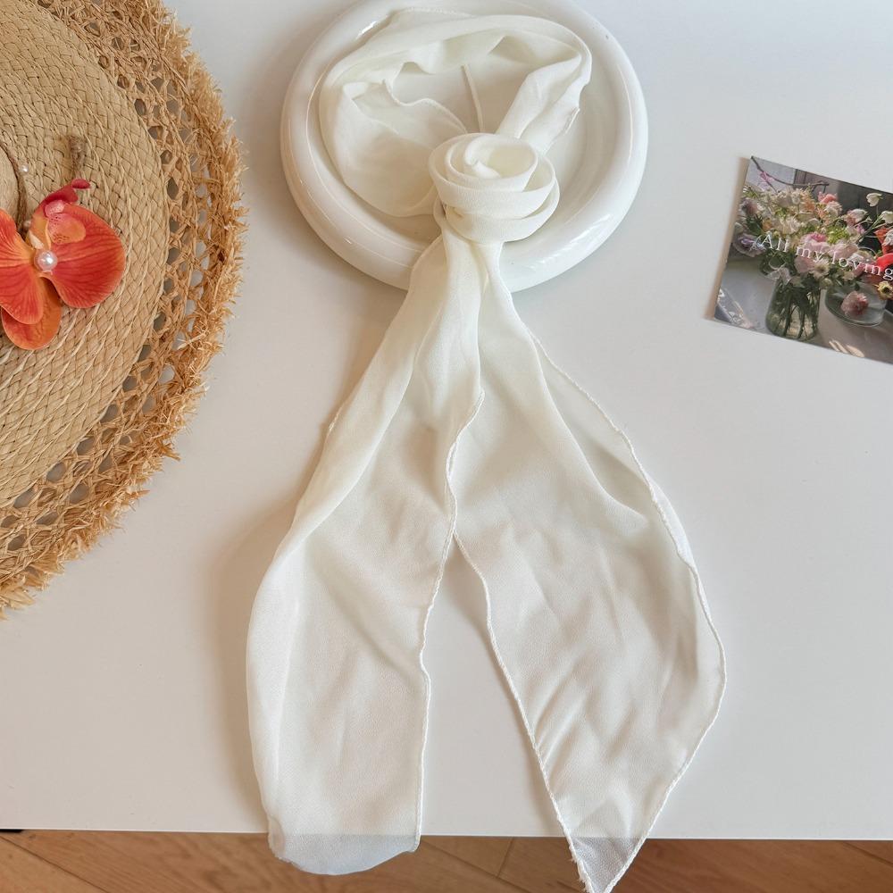 Fashion Floral Chiffon Scarf Removable Flower Soft Long Skinny Scarf Elegant DIY Tie Neckerchief Spring Summer