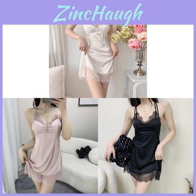 Silk Sleepwear Women Summer Sleeveless Nightdress With Chest Padding For Home Comfort