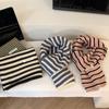 Scarf wool knitted autumn and winter new versatile thickened warm literary striped scarf shawl scarf