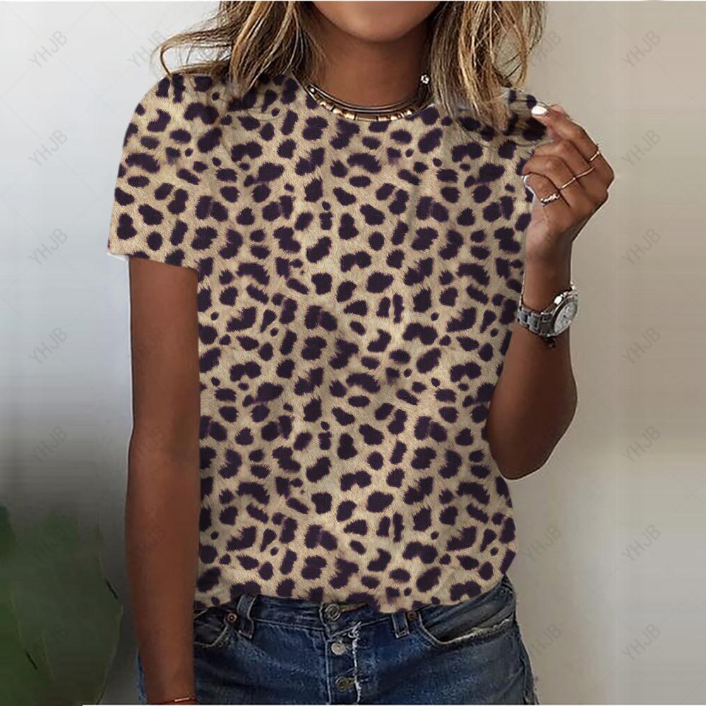 Sexy frauen T-shirt Mode Leopard Gedruckt Casual Kurzarm T-shirt Für Mädchen Straße Schöne Tees Oansatz Damen Top Shirt