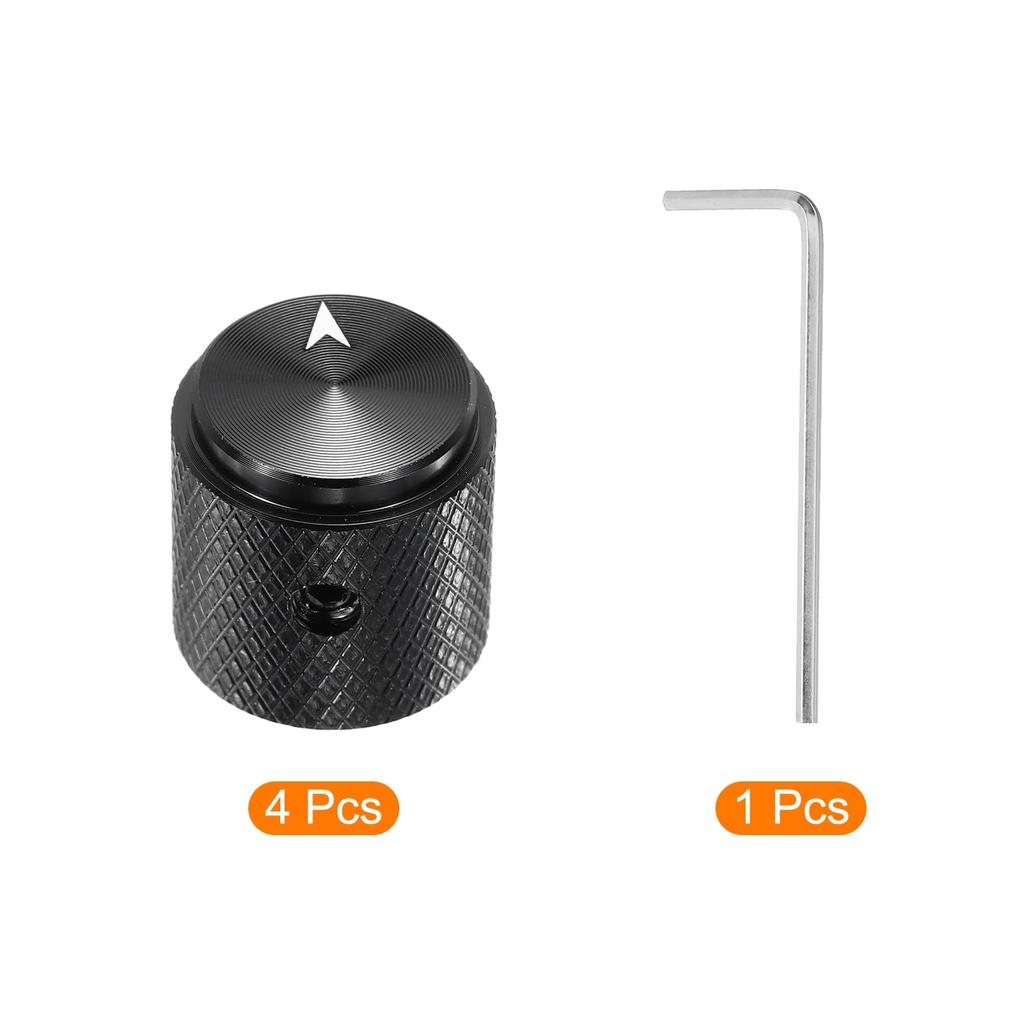 uxcell Aluminum Potentiometer ID x OD x Universal Volume Tone Control Knob for Guitar and Bass with Arrow Black 4-Piece Knob, 1/4" (6mm) 5/8" (15mm)