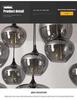 Postmodern Multi-Head Smoke Grey Glass Chandelier for Restaurants and Cafes