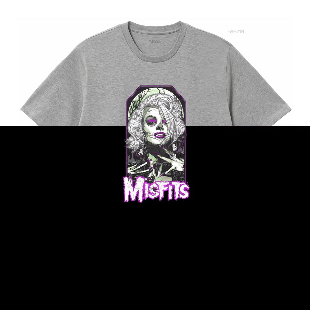 Misfits Female Sugar Skull Punk Rock Gothic T Shirt for Men vintage Washed Comfortable streetwear Unisex graphic
