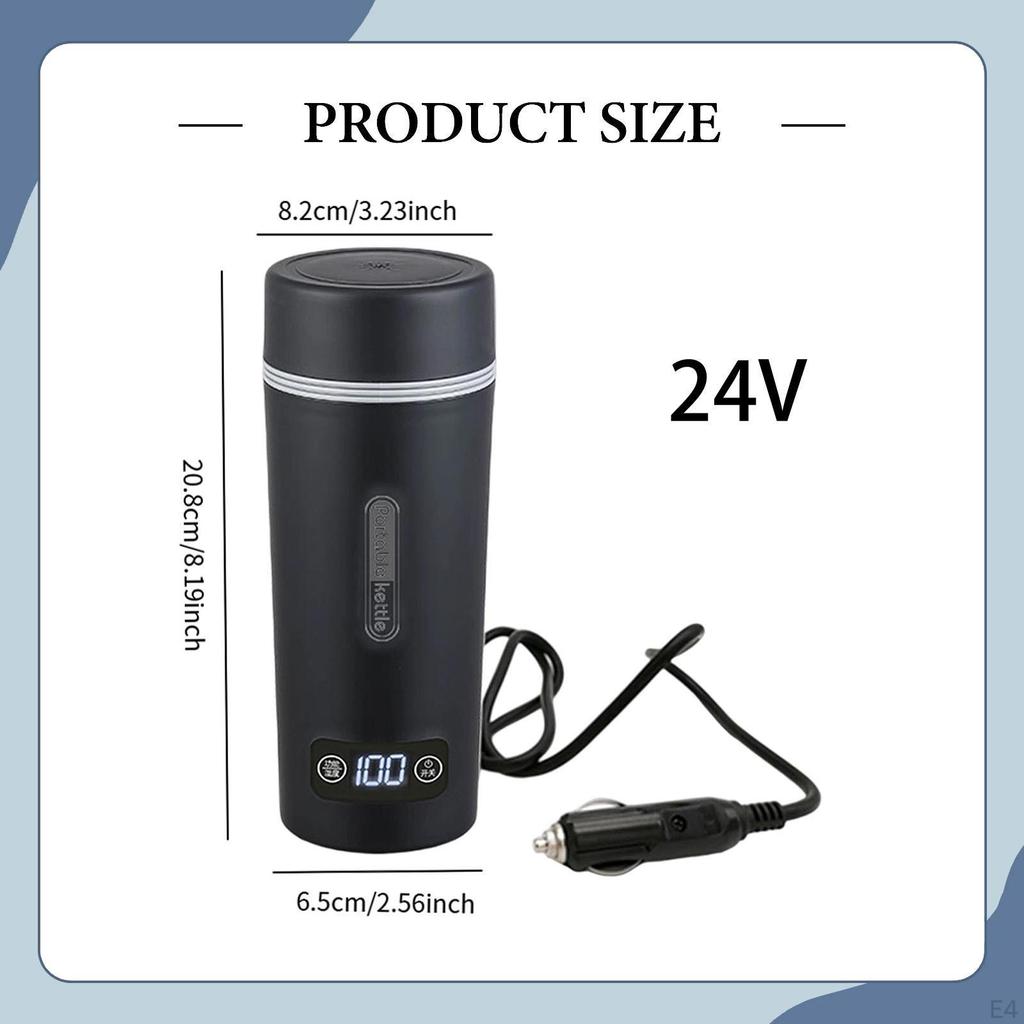 Car Electric Kettle Heated Travel Mug Cold Water 450ml Lightweight Boiler Heating Cup for