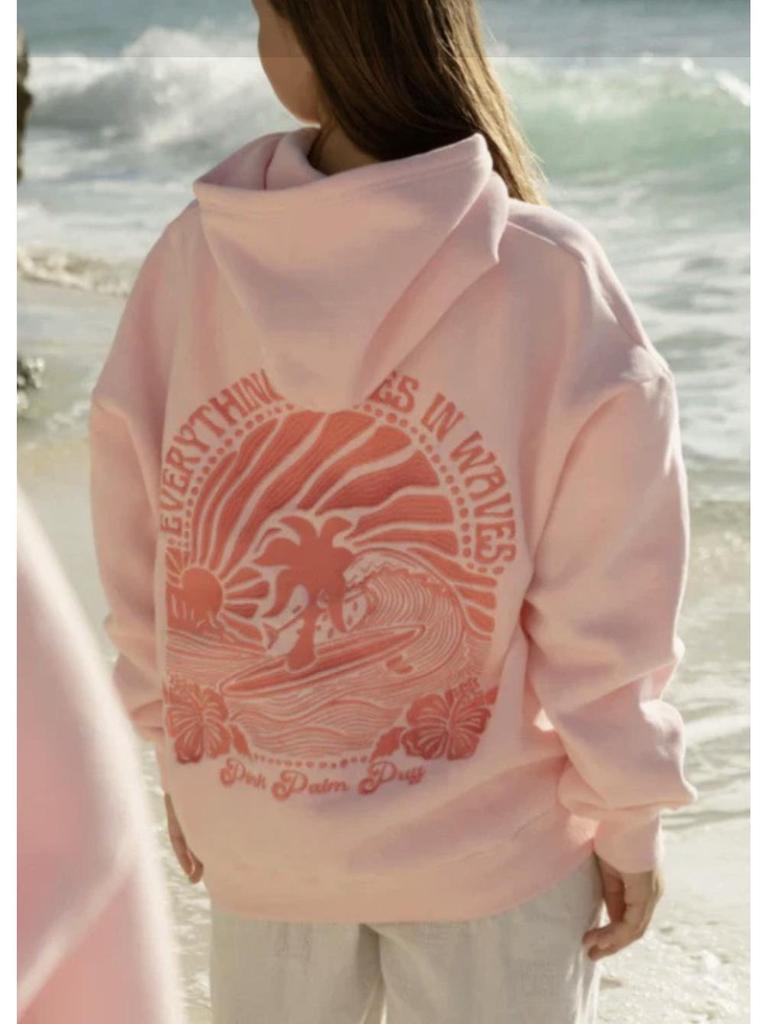 Multicolor Letter Print Casual Hooded Sweatshirt - European & American Style