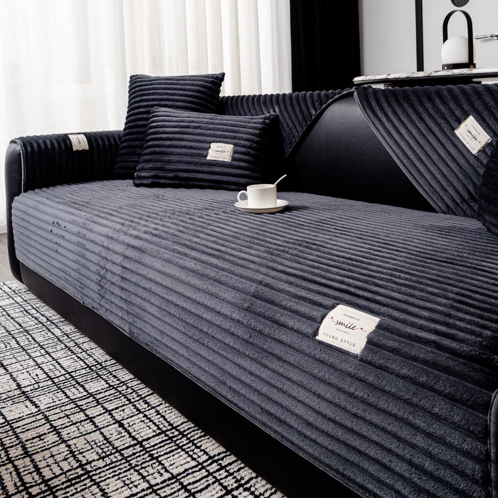 

Flannel Autumn And Winter Plush Sofa Cushion New Non-Slip Straight Row Advanced Thermal Leather Sofa Seat Cushion Cover Cloth 70*70cm