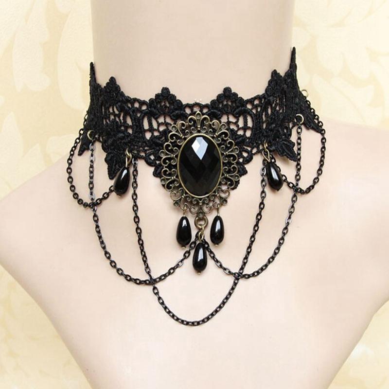 Lace Gothic Flower Lolita Pearl Jewelry Pendant Choker Choker Necklace