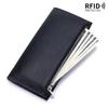 Bifold Slim Long Wallet for Men RFID-Blocking Thin Wallets with ID Window,Multi-Card Slots & Zipper Cash Pocket,Business Purse