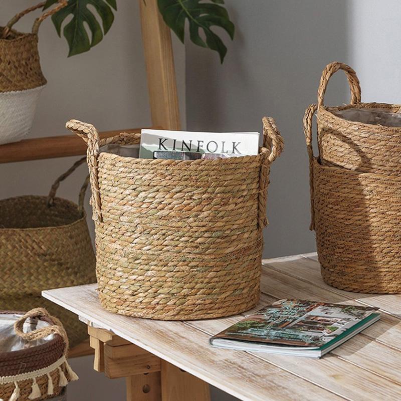 Sundries Storage Basket Picnic Baskets Wicker Baskets Laundry Basket Straw Weaving Flower Plants Pot Woven Garden Flowerpot