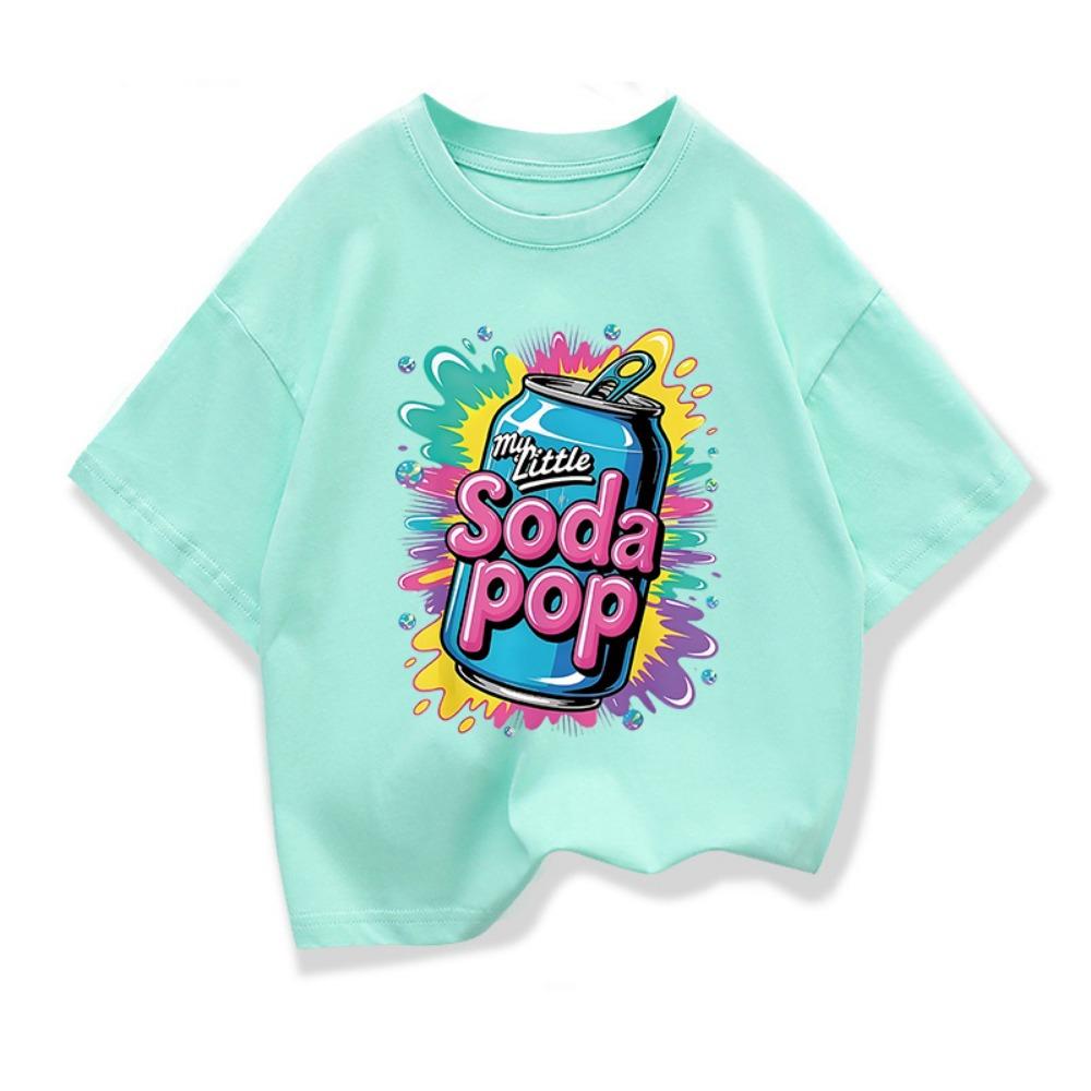 Kids Short-Sleeve T Shirts My Little Soda Pop Children's Summer Pure Cotton Loose Tees Boys Girls Casual Tee Tops