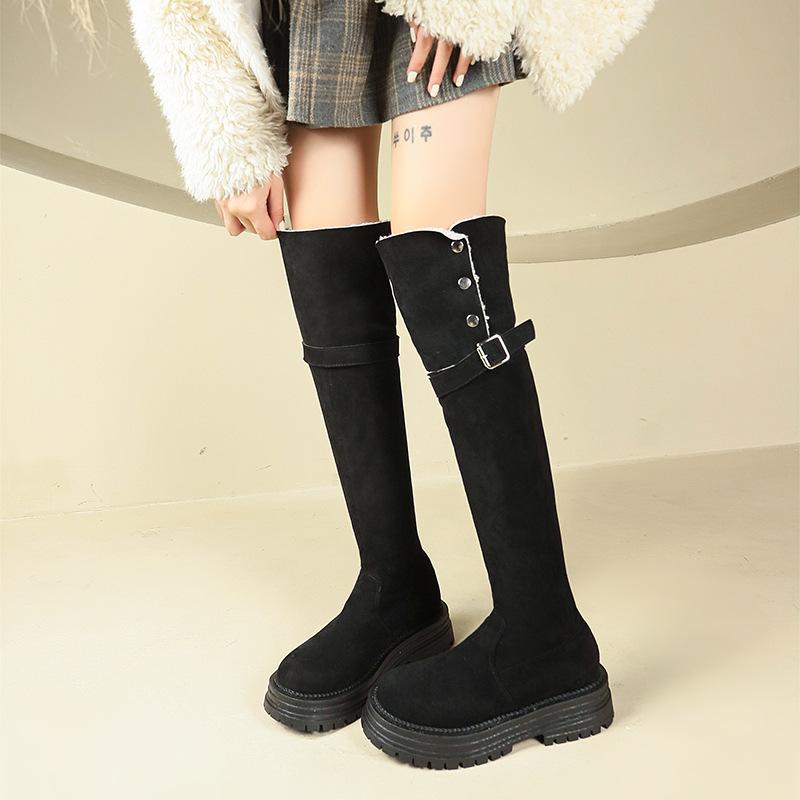 

2025 new Maillard winter retro western boots women s tall knight boots two wear folded and velvet knee boots 40 чорний