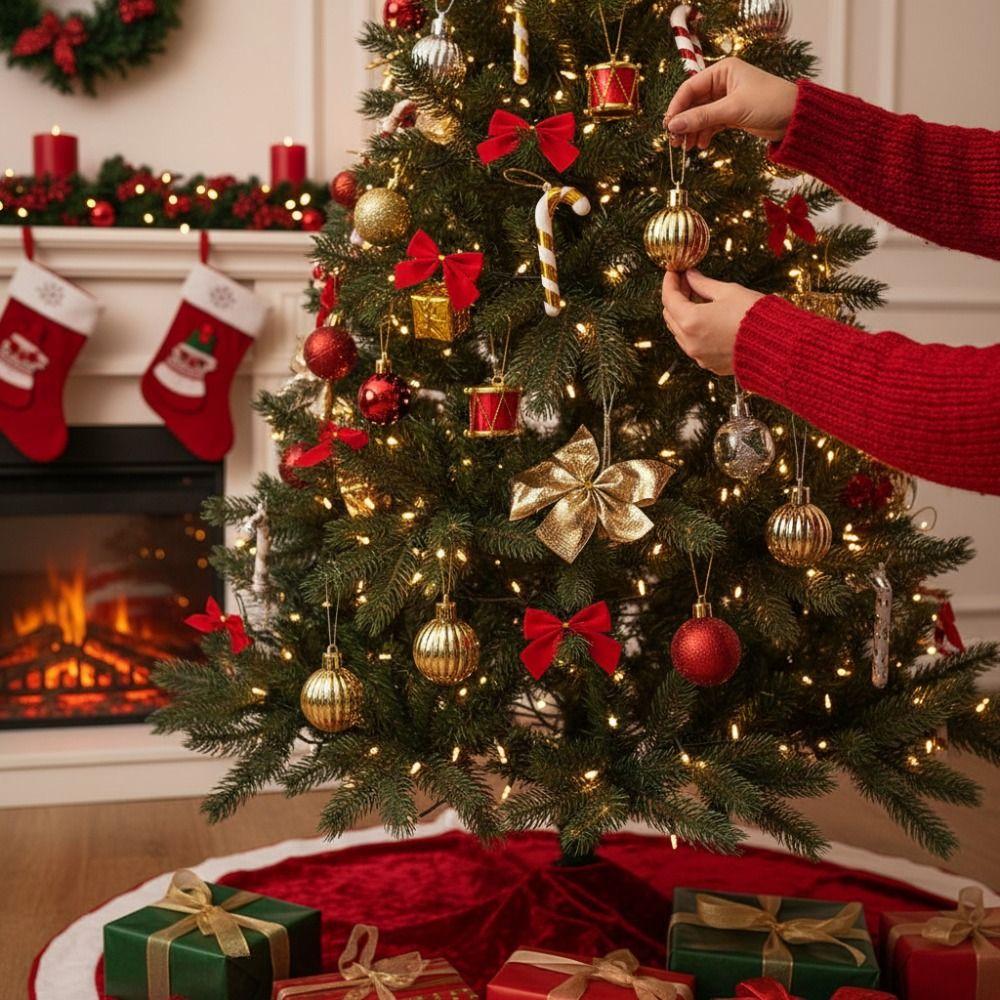 24Pcs/set Plastic Xmas Tree Hanging Pendant Glitter Christmas Balls Decor  Christmas Tree Decor