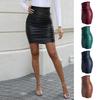 Jupe Femme Taille Haute Similicuir Moulante Ourlet Plissé Mini-jupe Navettage Rue Jupe Courte Vêtement Quotidien
