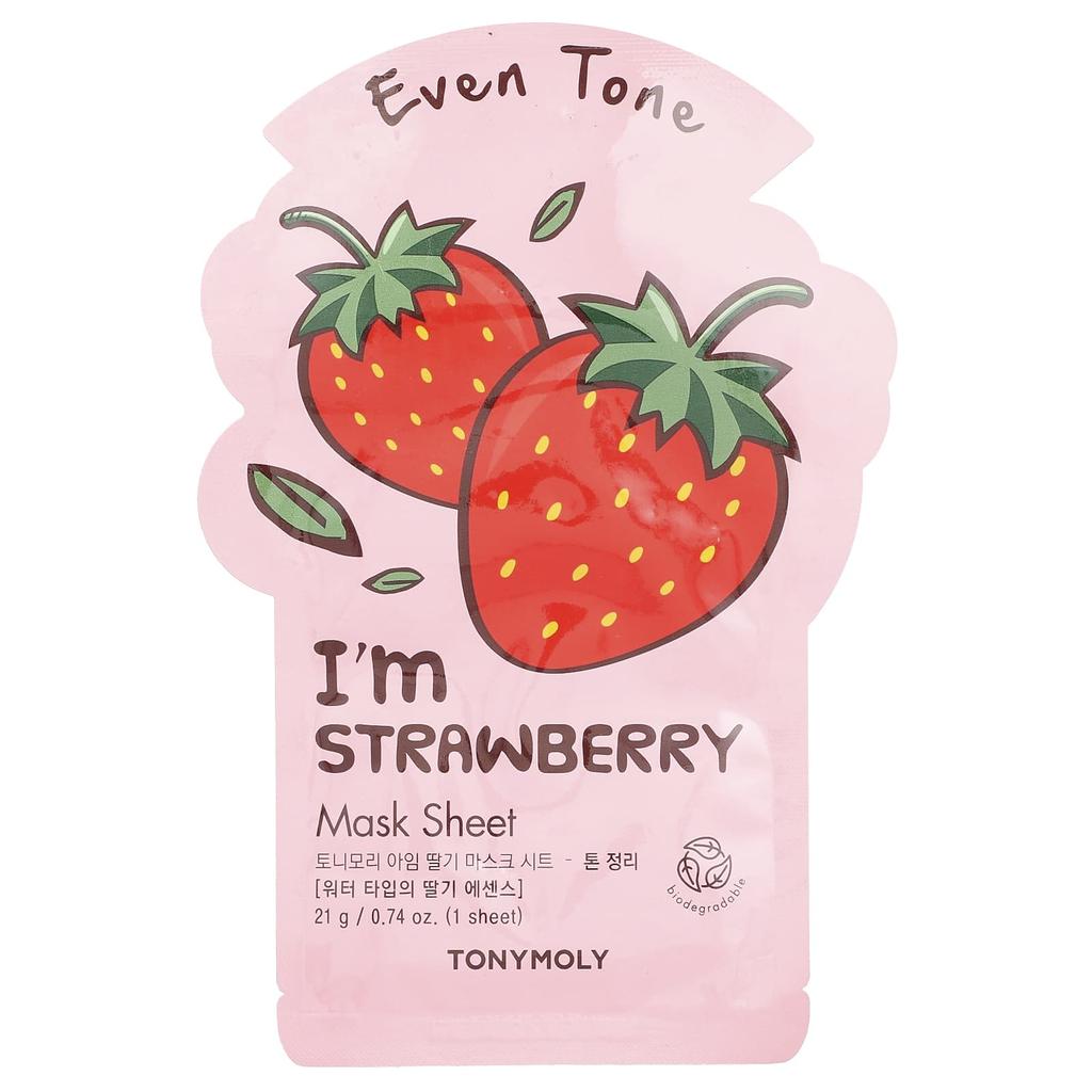 TonyMoly, I'm Strawberry, Even Tone Beauty Mask Sheet, 1 Sheet, 21g (0.74oz)