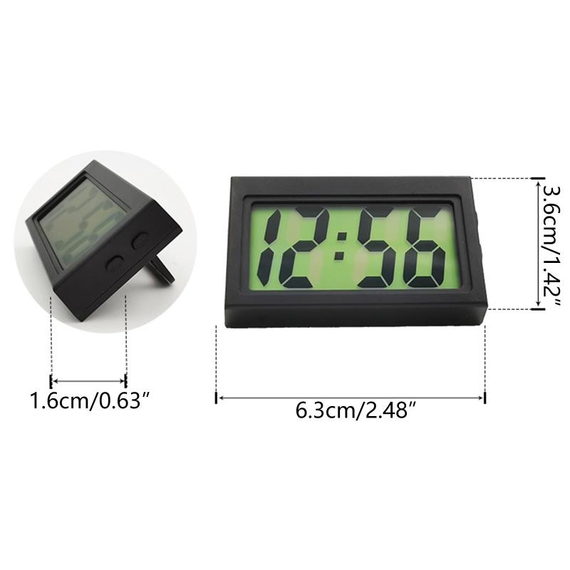 Car Interior Time Display Clock Button Battery Powered Clock Stick-On Mini Clock for Home Kitchen Bathroom