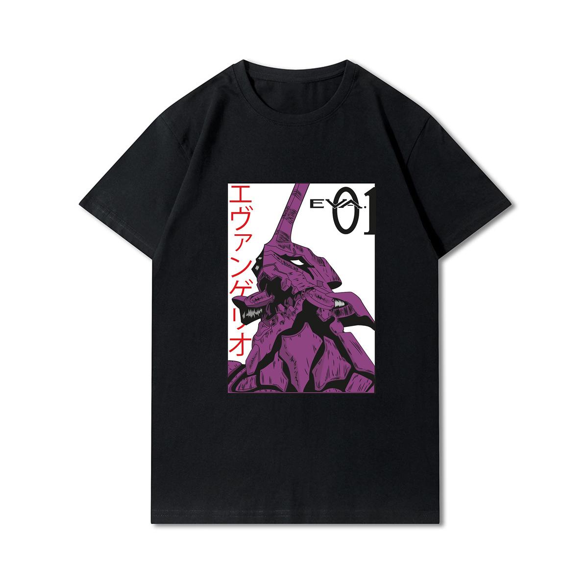 

Мужские футболки с принтом «Евангелион» больших размеров, хлопковые топы с круглым вырезом, летние повседневные черные футболки большого размера в стиле аниме 3XL