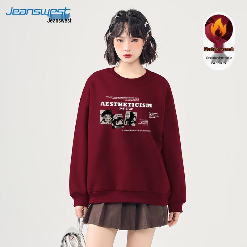 JEANSWEST Damen 2024 Herbst/Winter Dickes Rundhals-Sweatshirt