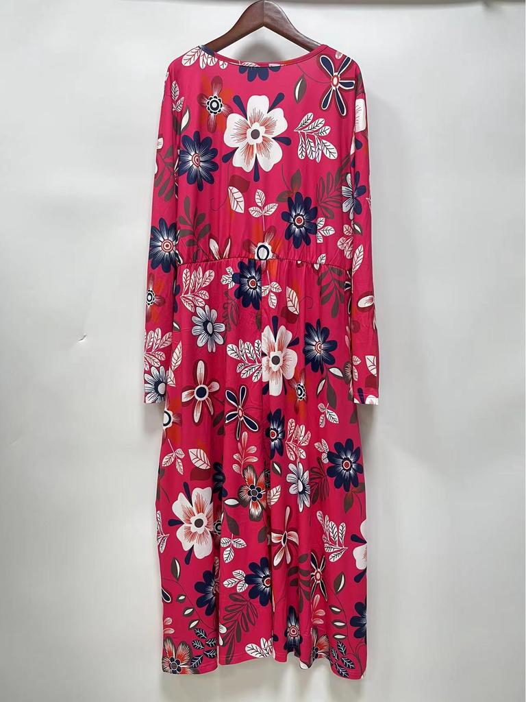 2024 Cross-Border Seasonal Long-Sleeve Printed Casual Dress