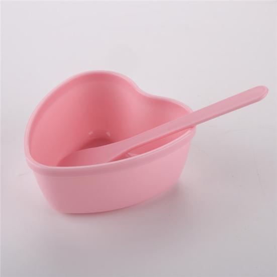 10Pcs Plastic Facial Mud Mixing Bowl with Spatula Women DIY Face Clay Love Heart Stirring Bowl Professional Home Salon Beauty Skincare Mixing Bowl