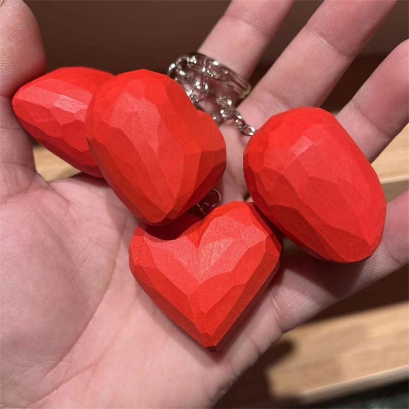 Handwerk Holzschnitzerei Herz Schlüsselanhänger Anhänger Dekorationen Schmuckstück Holzschnitzerei 3D Liebes Skulptur DIY Tasche Anhänger Zubehör