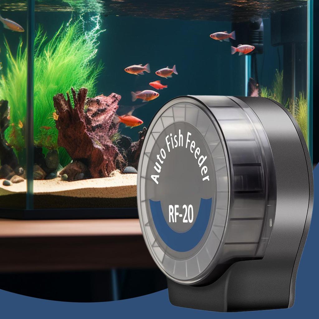 Fish Food Feeder With Adjustable 6-Level Control Automatic Fish Food Dispenser 140ml Timer Tank Feeding For Office Desktop