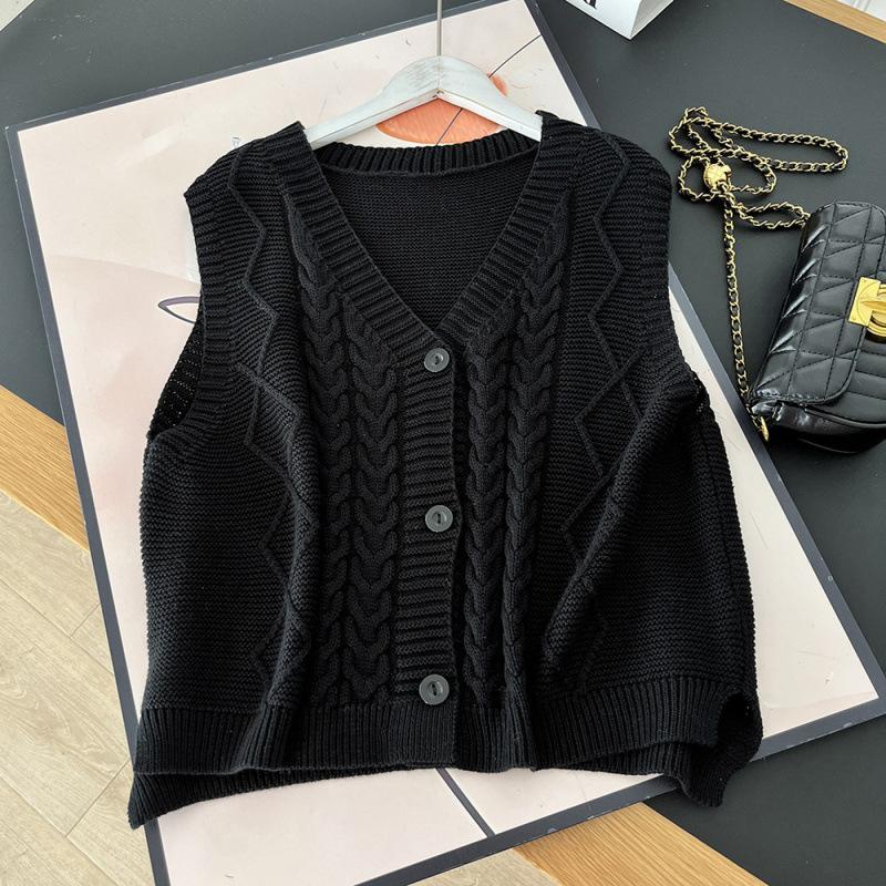 Women's Vest Knitted Vest Women's Outerwear Korean Version Solid Color Sweater Vest for Women