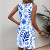Women's Casual Sleeveless Dress Floral Print Round Neck Summer Beachwear Lightweight Comfortable Fit Dress for Daily Wear