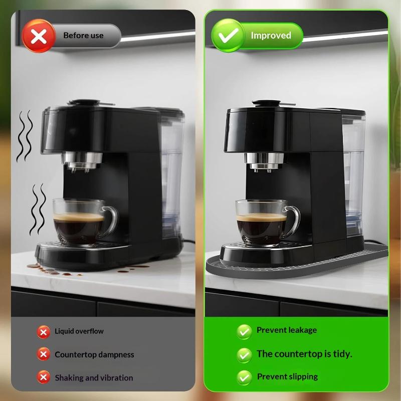 Non-Slip Waterproof Silicone Coffee Mat With Raised Lip For Coffee Machine Kitchen Counter Protector Espresso Maker Drying Mat
