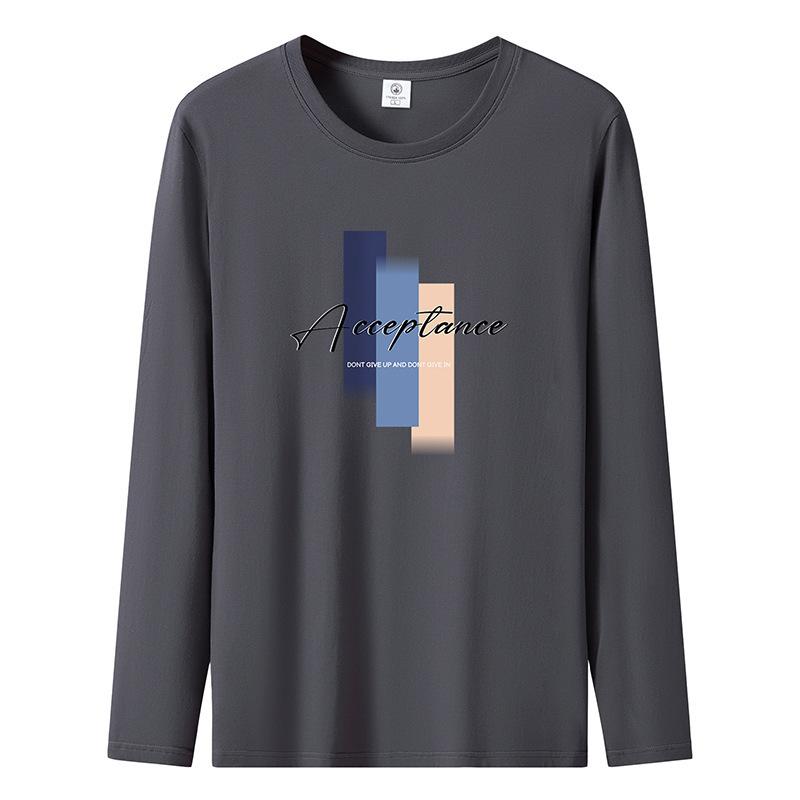 S-5XL Mens Long Sleeved Tee Shirt Pure Cotton Man Casual Pullovers Large Size
