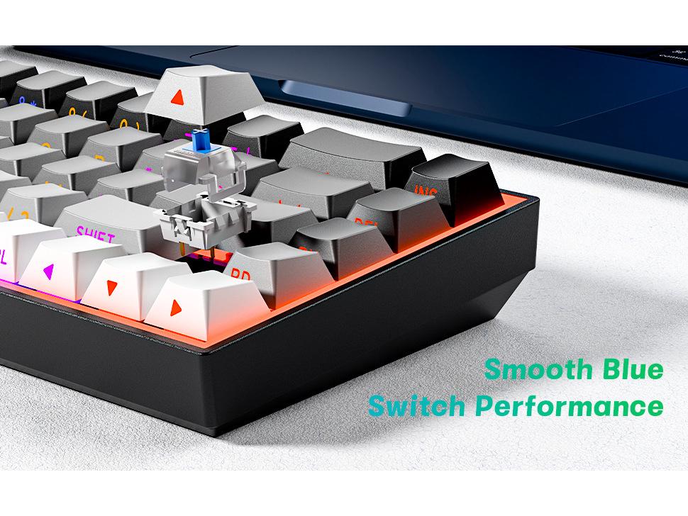 Custom Blue Switch Mechanical Keyboard - 68-Key Wired Office & Gaming with Side-Printed Keys