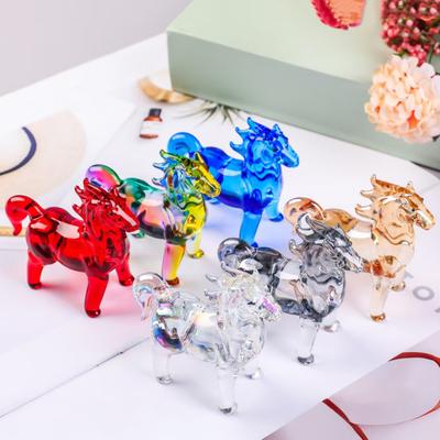 Yousheng Fake Crystal Horse Figurine Hand-carved Miniature Pony Statue Healing Stone Animal Collectible Sculpture Fengshui Decoration Ornament