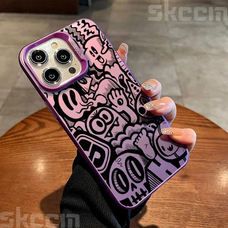 

Черный чехол для телефона TPU с рисунком граффити для iPhone 15 14 Pro Max 13 12 11 XS X XR 7 8 Plus 16, ударопрочный жесткий чехол iPhone 14 небо