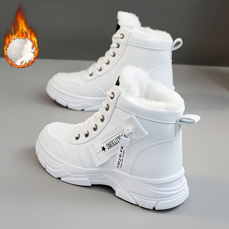 Botas de nieve de invierno para mujer cálidas y cómodas con cremallera lateral y forro polar, zapatos impermeables