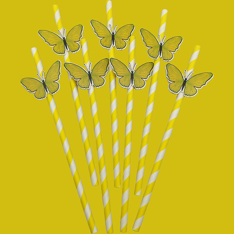 Butterfly Card Disposable Ecofriendly Paper Drinking Straw For Party Decor And Cocktails