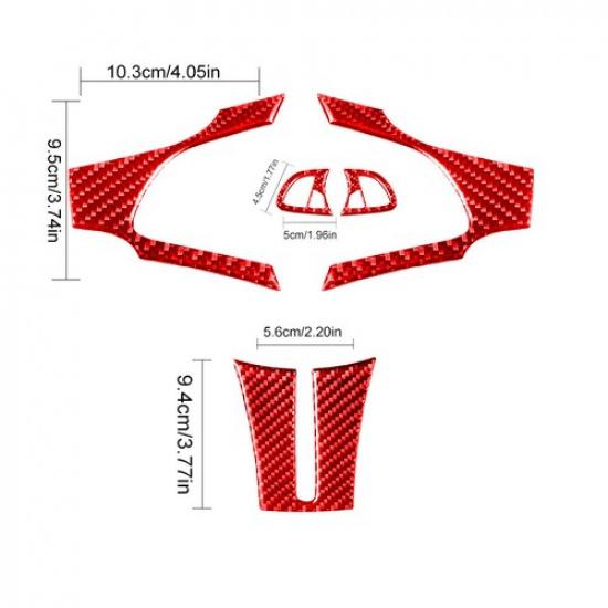 5Pcs Red Carbon Fiber Steering Wheel Kit Cover Trim For BMW Z4 E85 2003-2008