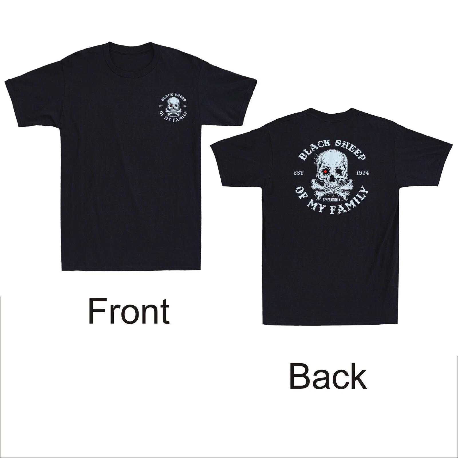 Skeleton Gen X Est 1974 Black Sheep Of My Family Front &Back Print Men s T-Shirt S